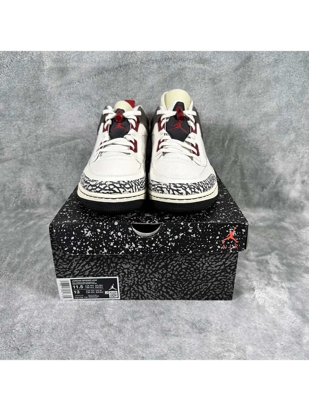 Air Jordan Men’s Size 11.5 Spizike Low Sail Anthrocite Varsity Red FQ1759-116